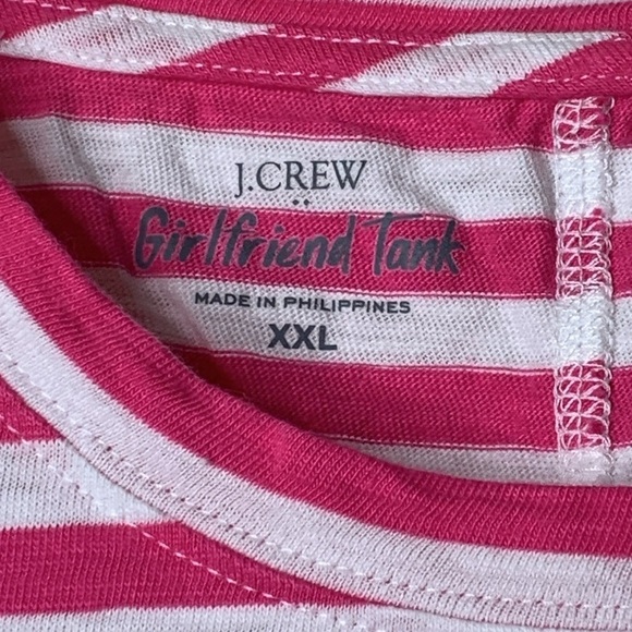 J Crew | Pink White Striped 100% Cotton Reimagined Girlfriend Tank Top XXL - Picture 5 of 8